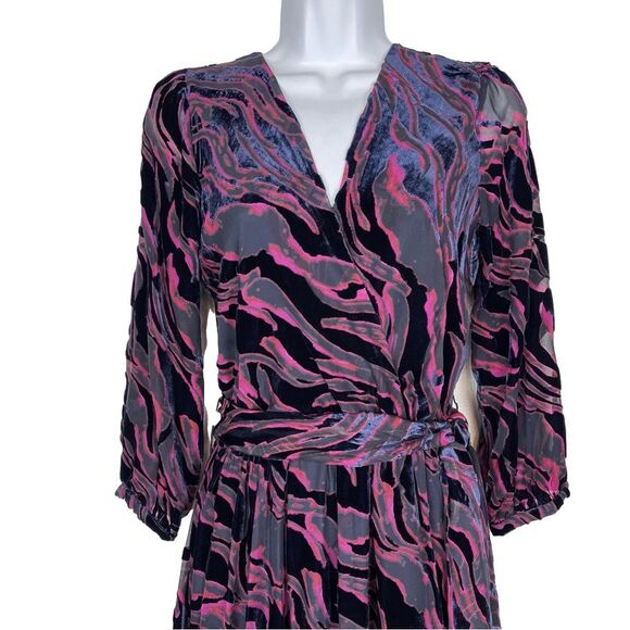 Johnny Was Tavi Black Pink Silk Blend Velvet Burnout Abstract Dress size XS - Picture 5 of 8